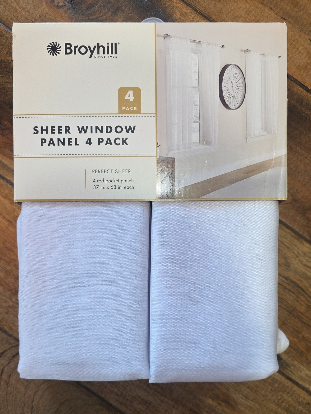 Broyhill 37x63 Sheer Window Panel Rod Pockets 4 Pack NEW White